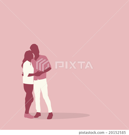 Silhouette Couple Lovers Embrace With Copy Space 20152585