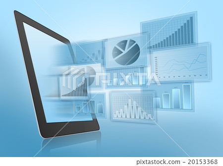 Departing financial charts on screen of the tablet Departing financial charts on screen of the tablet 20153368