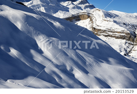 Off-piste slope at sun evening 20153529