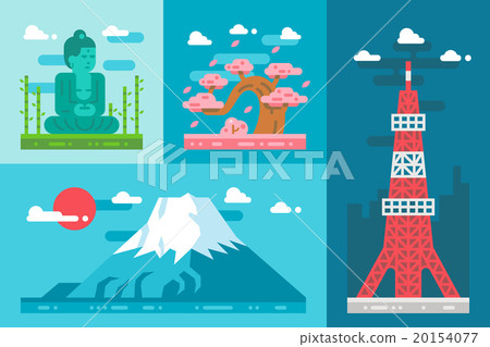 Flat design japan landmarks set Flat design japan landmarks set 20154077