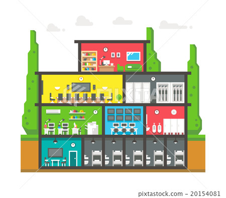 Flat Design Police Station Interior Stock Illustration