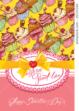 Holiday card with decorated sweet cupcakes  20154160
