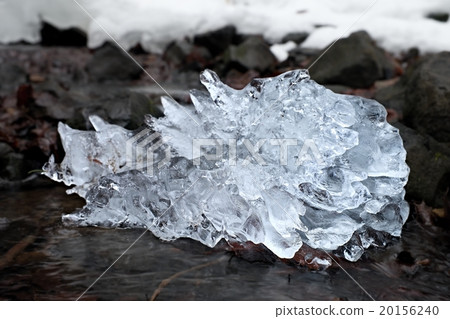 Beautiful big piece of ice with abstract cracks Beautiful big piece of ice with abstract cracks 20156240
