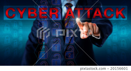 Hacker Touching The Warning CYBER ATTACK Onscreen Hacker Touching The Warning CYBER ATTACK Onscreen 20156601