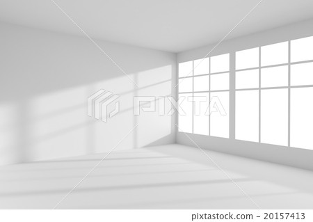 Empty white room with windows interior 20157413