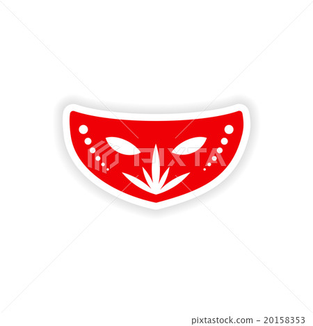 stylish paper sticker on white background carnival 20158353
