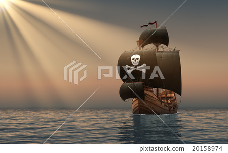 Pirate Ship In The Rays Of Sun 20158974
