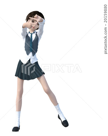 塑造3DCG例證材料的一致的女學生 塑造3DCG例證材料的一致的女學生 20159880