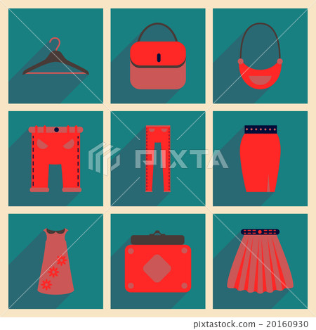 Concept of flat icons with long shadow clothes Concept of flat icons with long shadow clothes 20160930