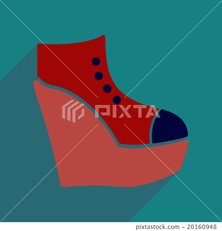 Flat icon with long shadow platform shoes 20160948