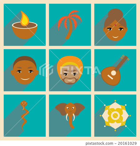 Modern flat icons collection with long shadow - Stock Illustration ...