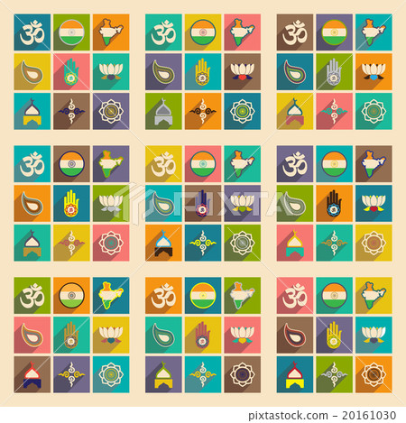 Modern flat icons collection with long shadow - Stock Illustration ...