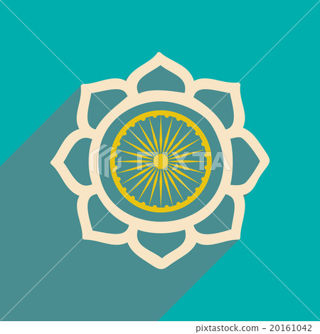 Modern flat icon with long shadow lotus 20161042