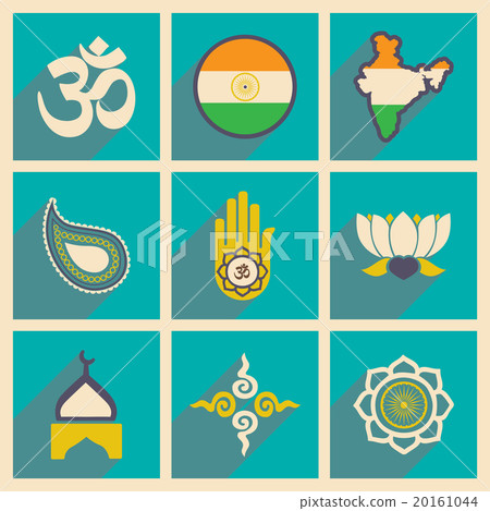 Modern flat icons collection with long shadow - Stock Illustration ...