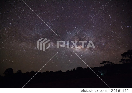 Silhouette of Tree with cloud and Milky Way 20161113