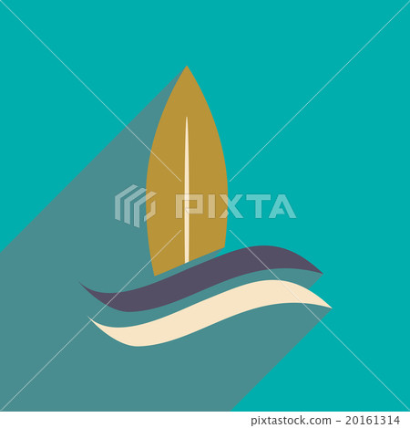 flat icon with long shadow surfing wave - Stock Illustration [20161314 ...