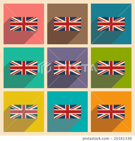 Set of flat icons with long shadow British flag Set of flat icons with long shadow British flag 20161336