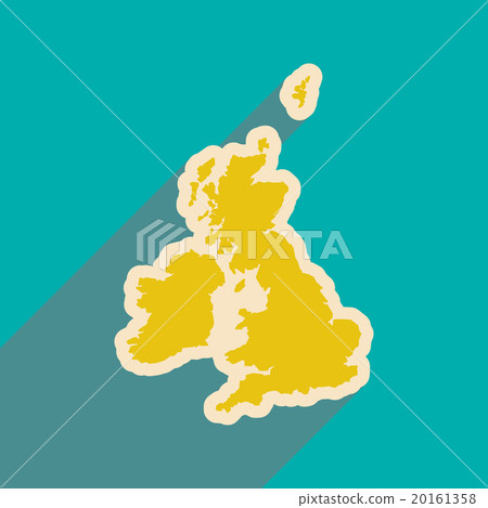 flat icon with long shadow map of Britain 20161358