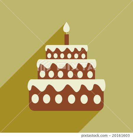 flat icon with long shadow birthday cake - Stock Illustration [20161603 ...