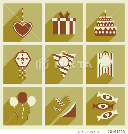 Concept flat icons with long shadow celebration Concept flat icons with long shadow celebration 20161613