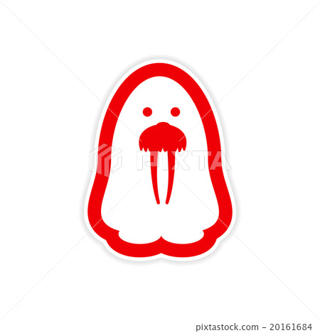 paper sticker on white background Arctic walrus 20161684