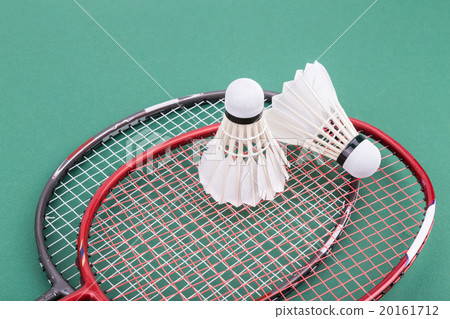 Two new badminton shuttlecock rackets on court Two new badminton shuttlecock rackets on court 20161712