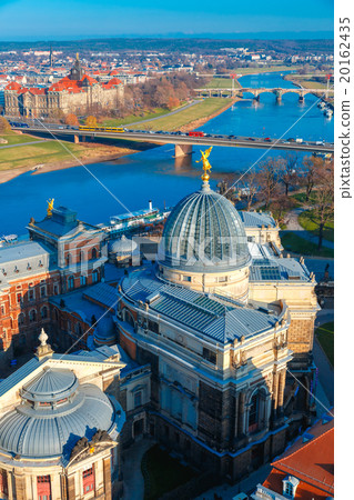 Aerial view of Elbe and roofs Dresden, Germany Aerial view of Elbe and roofs Dresden, Germany 20162435