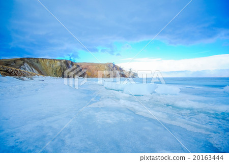 Frozen Baikal lake with cloudy day Frozen Baikal lake with cloudy day 20163444