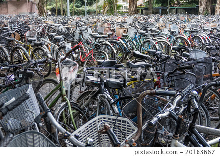 A sea of parked bicycles A sea of parked bicycles 20163667