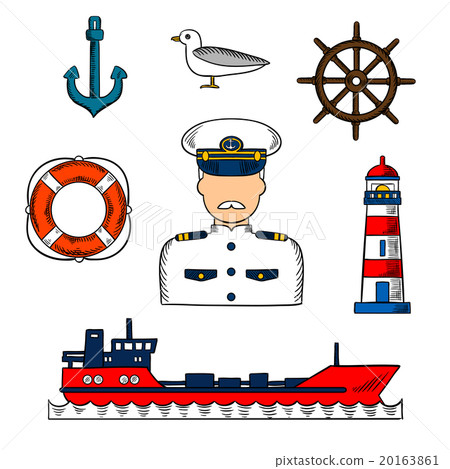 Captain or sailor with nautical objects 20163861