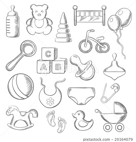 Baby, childhood and childish sketched icons Baby, childhood and childish sketched icons 20164079