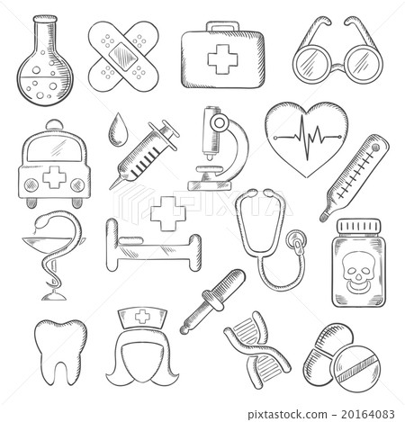 Medical and healthcare icons sketches Medical and healthcare icons sketches 20164083