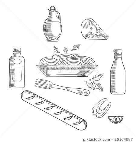 Sketch of italian pasta and food Sketch of italian pasta and food 20164097