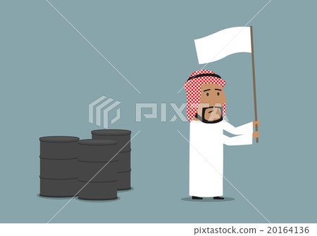 Arabian businessman capitulating with white flag 20164136
