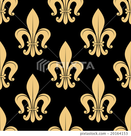 Seamless golden fleur-de-lis pattern over black Seamless golden fleur-de-lis pattern over black 20164153