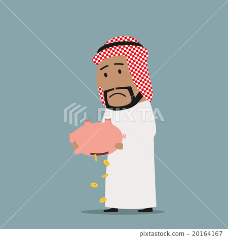 Arabian businessman with empty piggy bank 20164167