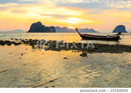 boat on beach and sunrise boat on beach and sunrise 20168600