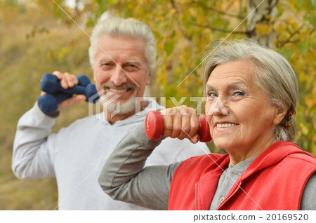 fit senior couple exercising fit senior couple exercising 20169520
