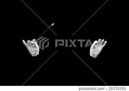 magician hands with magic wand showing trick 20170350