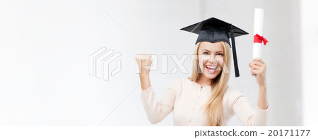student in graduation cap with certificate 20171177