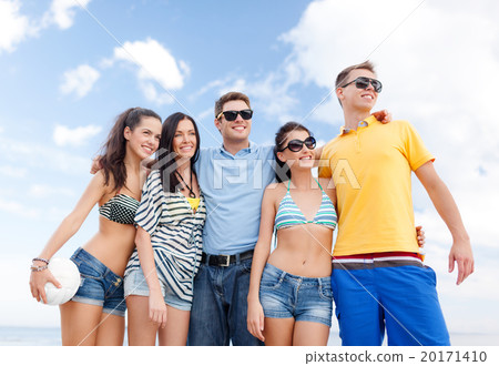 group of happy friends with beach ball group of happy friends with beach ball 20171410