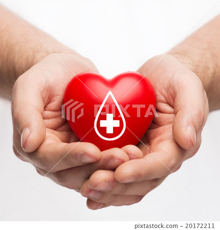 male hands holding red heart with donor sign male hands holding red heart with donor sign 20172211