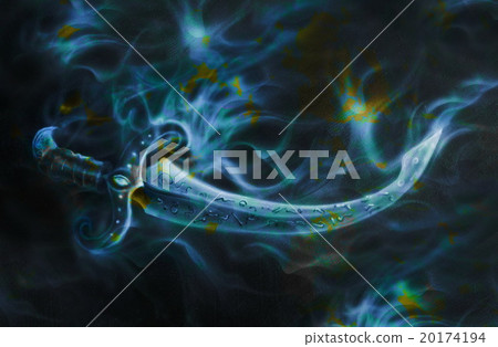 Ornamental Sword in fire with spots, Original 20174194