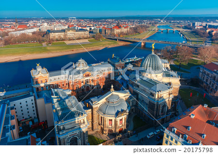 Aerial view of Elbe and roofs Dresden, Germany 20175798