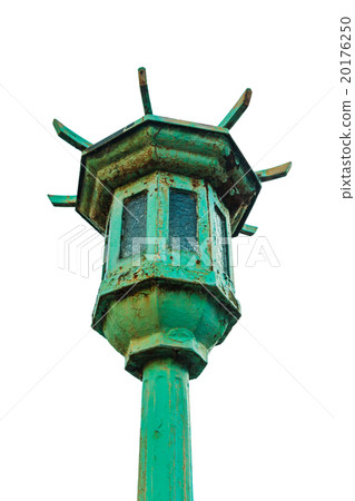 Old traditional lamp post isolate on white 20176250