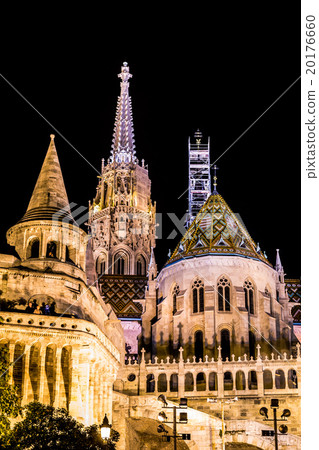 Fisherman's bastion night view, Budapest, Hungary 20176660