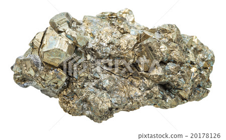 cristals of pyrite mineral stone isolated on white 20178126