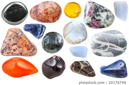 many tumbled ornamental gem stones isolated many tumbled ornamental gem stones isolated 20178749