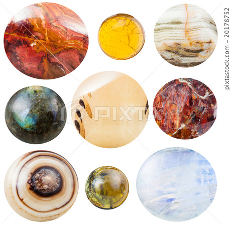 various round cabochon gem stones isolated 20178752