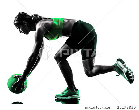 woman fitness Medicine Ball exercises silhouette 20178839